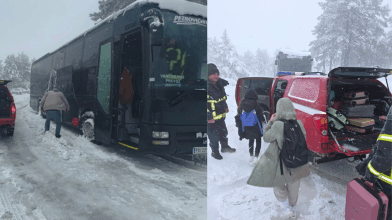 Két busznyi gyerek rekedt a hóban – drámai mentőakció Szerbiában (FOTÓK)