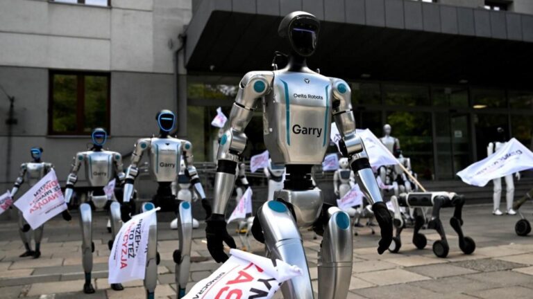 VIDEÓ: Robotok tüntettek a minisztérium előtt Lengyelországban